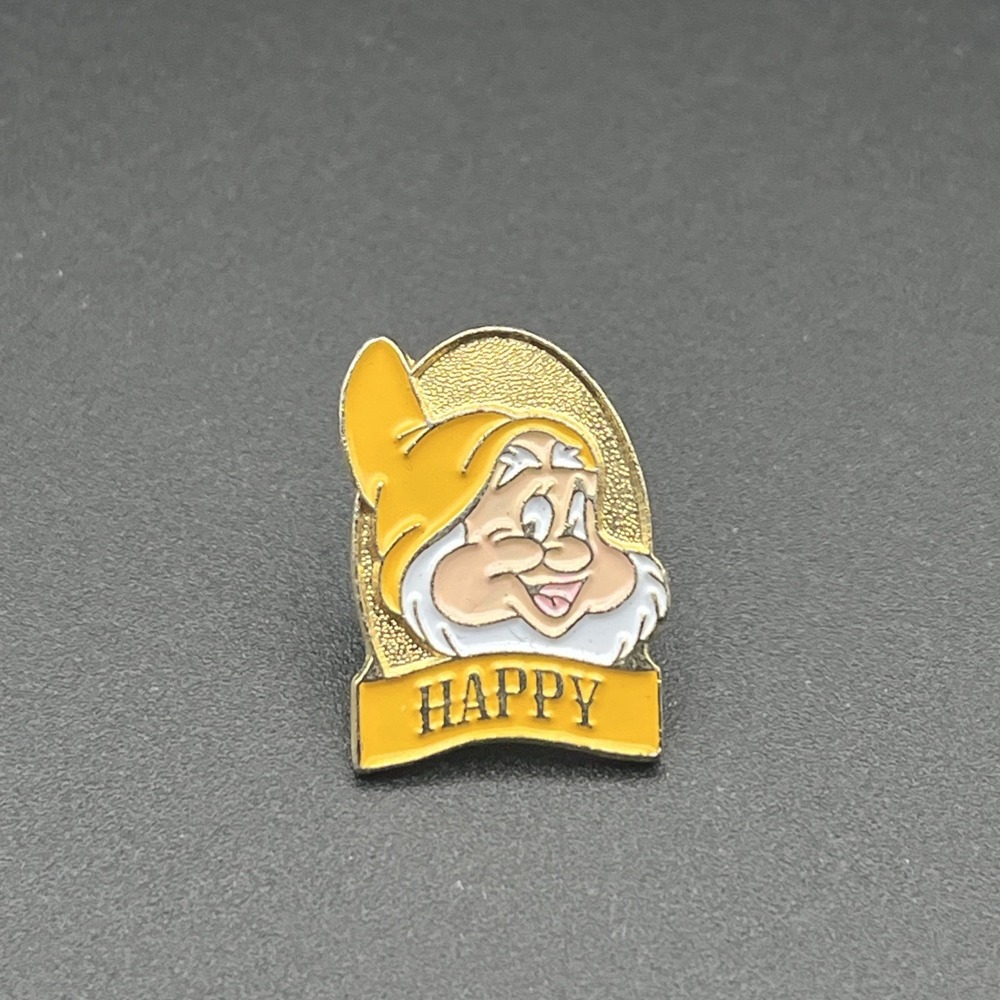 Disney Happy Snow White Dwarf VHS Gold Tone Lapel Hat Pin